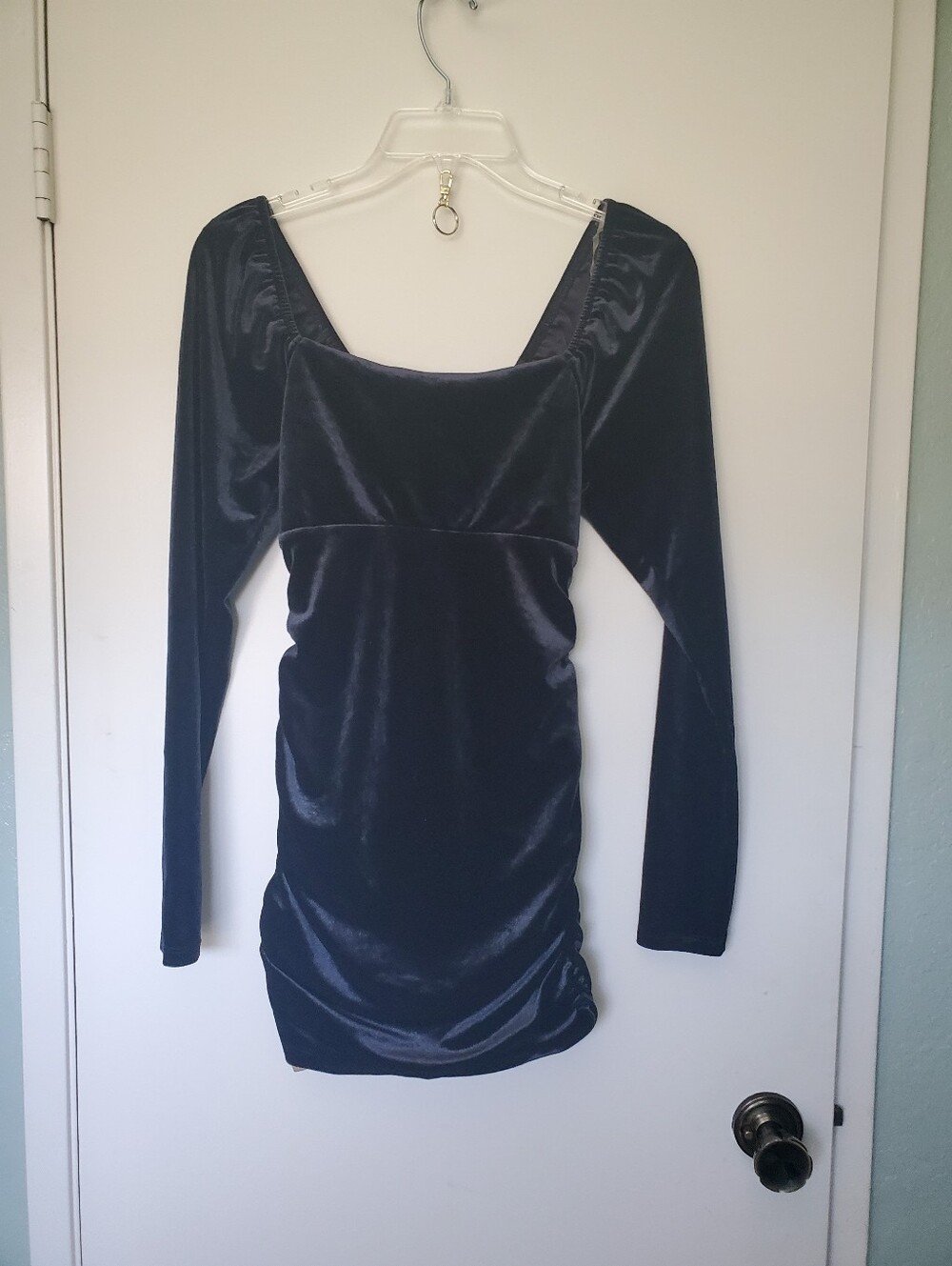 Wild Fable Black Velvet Womans Empire Waist Rushing Witchy Mini Dress Sz XS Twee